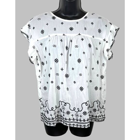 SCOTCH & SODA Embroidered Top in White and Blue Size Small - Picture 1 of 10
